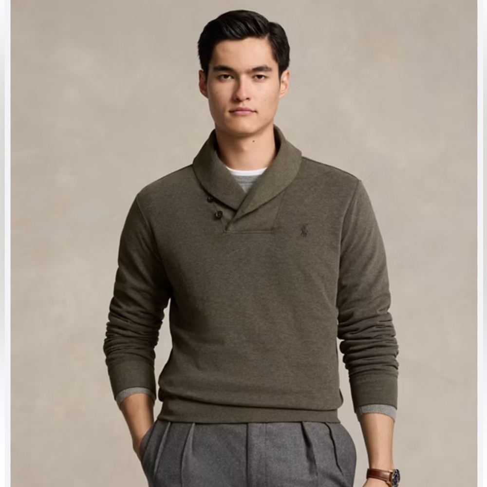 Ralph Lauren Polo collared button sweater olive size XL